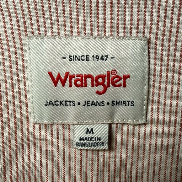 Wrangler Western Snap Shirt Women’s M Red Pinstripe Cotton Cowboy Top - Picture 4 of 11